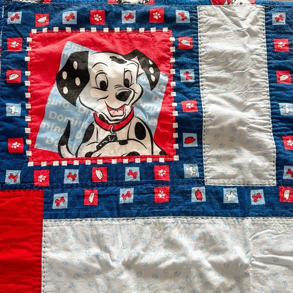 VTG 101 Dalamatians Quilt Handmade 41x37 Disney Blanket Crib‎ Toddler Throw